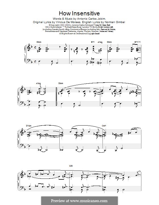 How Insensitive (Insensatez): Para Piano by Antonio Carlos Jobim