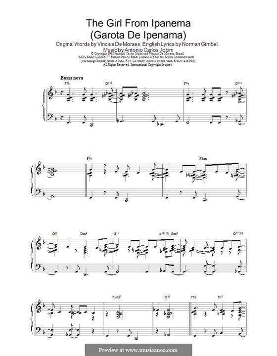 Piano version: Com coros by Antonio Carlos Jobim