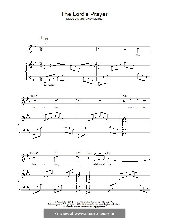 The Lord's Prayer: Para vocais e piano (ou Guitarra) by Albert H. Malotte