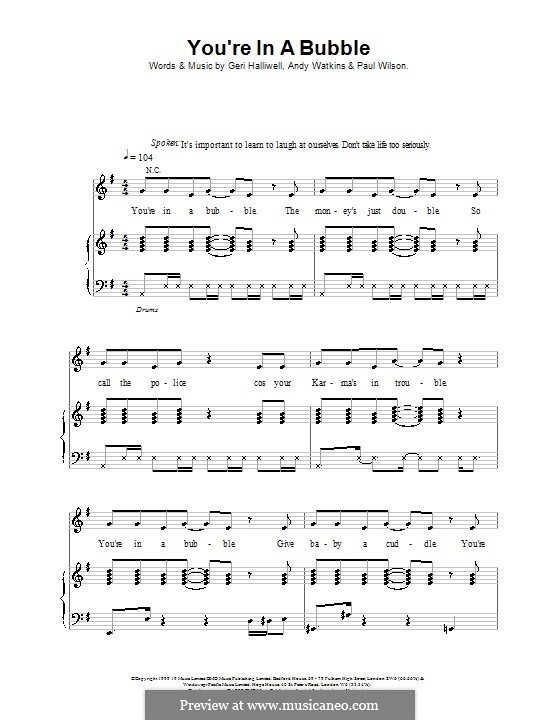 You're in a Bubble: Para vocais e piano (ou Guitarra) by Geri Halliwell