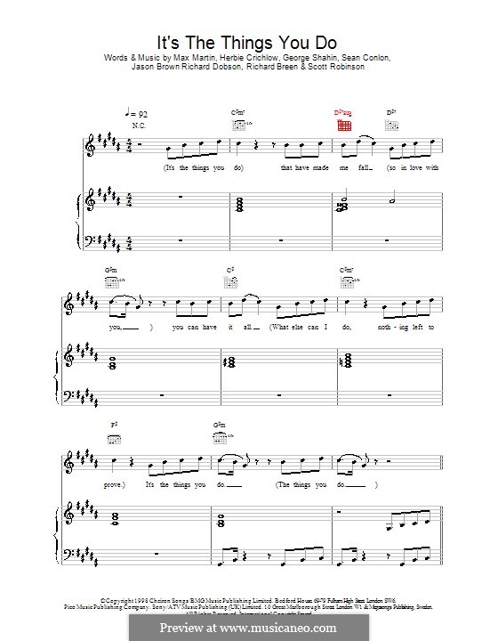 Its the Things You Do (Five): Para vocais e piano (ou Guitarra) by George Shahin, Herbie Crichlow, Max Martin