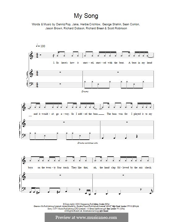 My Song (Five): Para vocais e piano (ou Guitarra) by Denniz Pop, Herbie Crichlow