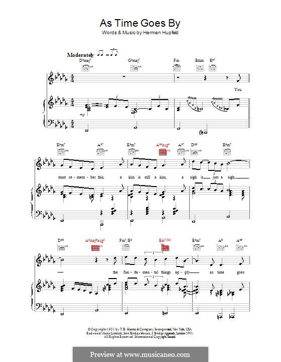 As Time Goes By: For voice and piano or guitar (M People) by Herman Hupfeld