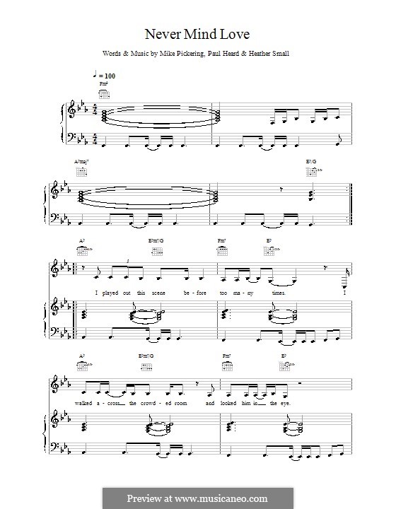 Never Mind Love (M People): Para vocais e piano (ou Guitarra) by Heather Small, Mike Pickering, Paul Heard