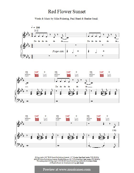 Red Flower Sunset (M People): Para vocais e piano (ou Guitarra) by Heather Small, Mike Pickering, Paul Heard