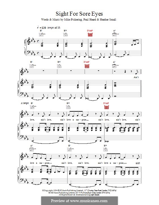 Sight for Sore Eyes (M People): Para vocais e piano (ou Guitarra) by Heather Small, Mike Pickering, Paul Heard