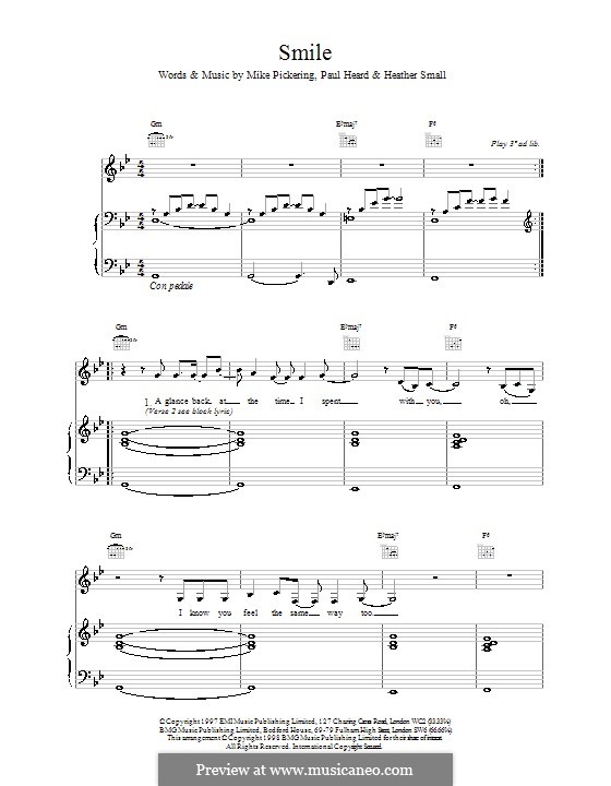 Smile (M People): Para vocais e piano (ou Guitarra) by Heather Small, Mike Pickering, Paul Heard