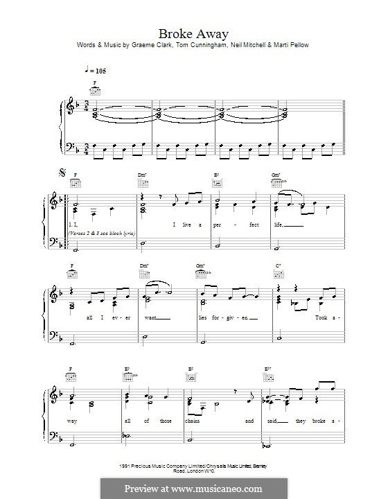 Broke Away (Wet Wet Wet): Para vocais e piano (ou Guitarra) by Graeme Clark, Tom Cunningham, Marti Pellow