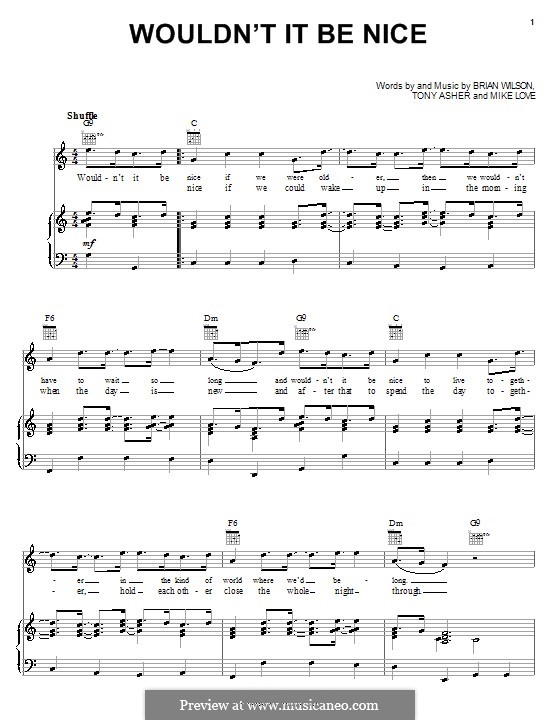Wouldn't It Be Nice (The Beach Boys): Para vocais e piano (ou Guitarra) by Brian Wilson, Mike Love, Tony Asher