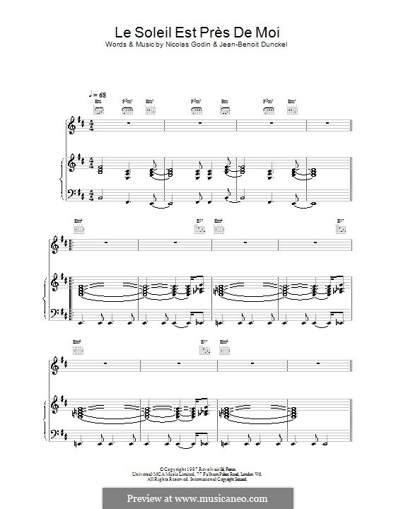 Le Soleil Est Près de Moi (Air): Para vocais e piano (ou Guitarra) by Jean-Benoit Dunckel, Nicolas Godin
