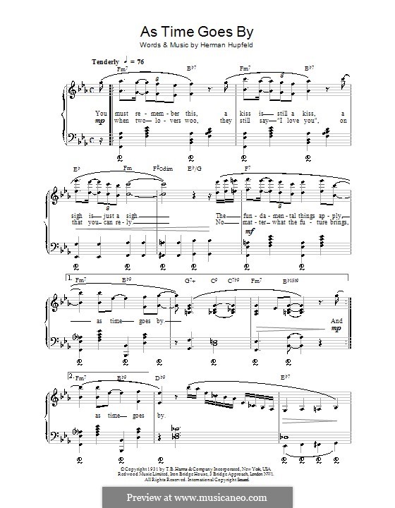 As Time Goes By: Para vocais e piano (ou Guitarra) by Herman Hupfeld