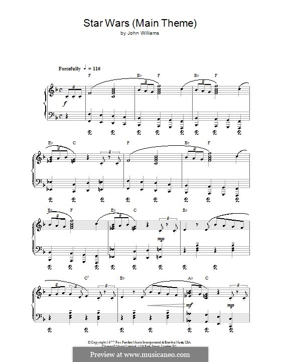 Star Wars (Main Theme): Para Piano by John Williams