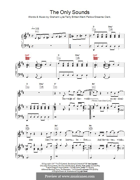The Only Sounds (Wet Wet Wet): Para vocais e piano (ou Guitarra) by Marti Pellow, Graham Lyle, Terry Britten