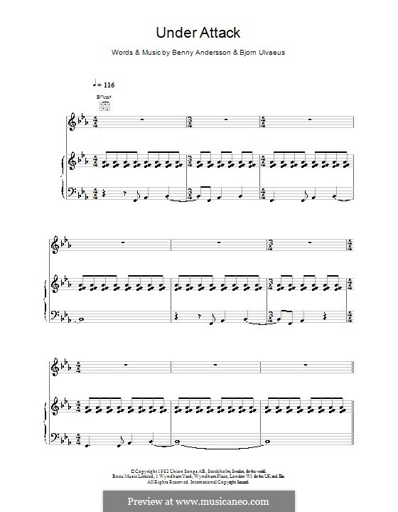 Under Attack (ABBA): Para vocais e piano (ou Guitarra) by Benny Andersson, Björn Ulvaeus