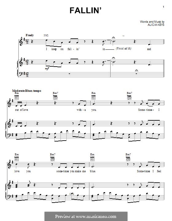 Fallin': Para vocais e piano (ou Guitarra) by Alicia Keys