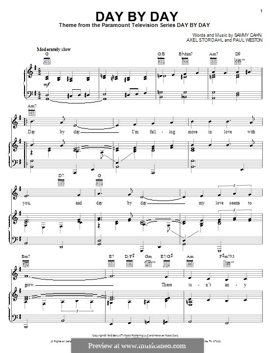 Day By Day (Frank Sinatra): Para vocais e piano (ou Guitarra) by Axel Stordahl, Paul Weston