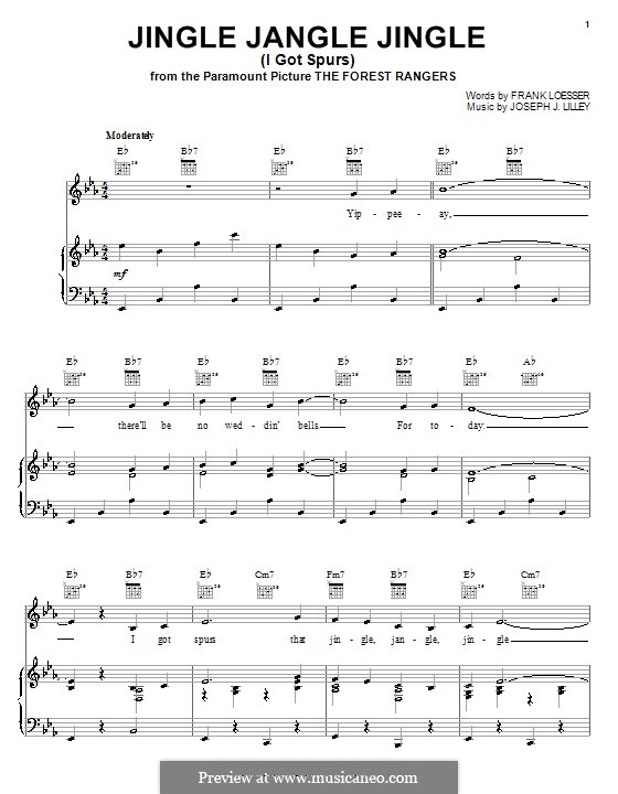 Jingle Jangle Jingle (from The Forest Rangers): Para vocais e piano (ou Guitarra) by Frank Loesser, Joseph J. Lilley