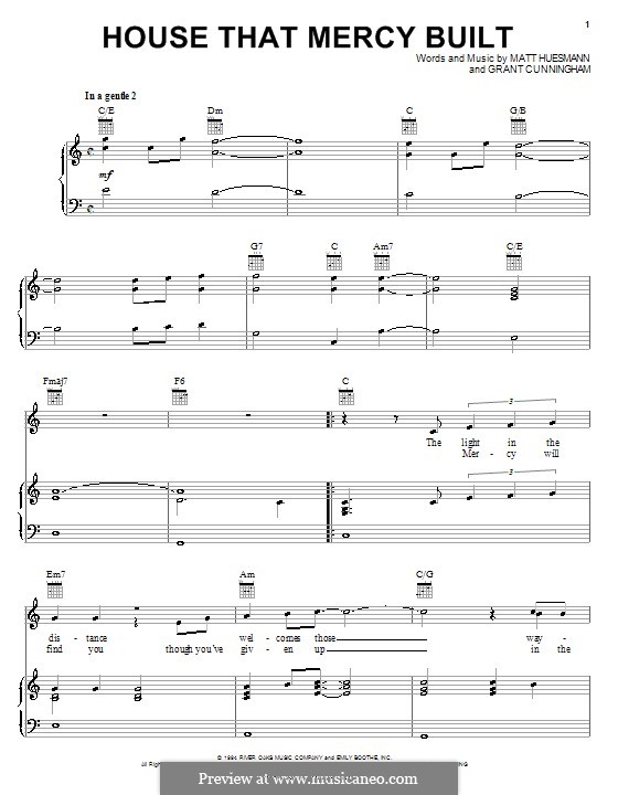 House That Mercy Built (Point of Grace): Para vocais e piano (ou Guitarra) by Grant Cunningham, Matt Huesmann