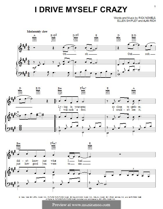 I Drive Myself Crazy ('N Sync): Para vocais e piano (ou Guitarra) by Allan Rich, Ellen Shipley, Rick Nowels