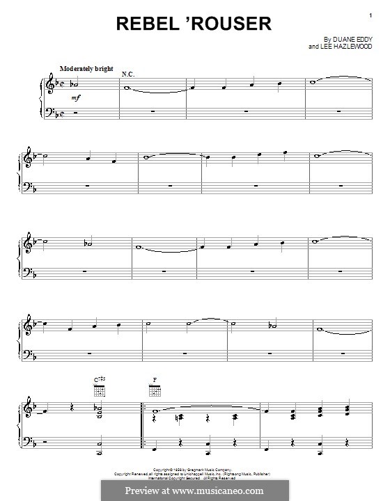 Rebel 'Rouser (Duane Eddy): Para vocais e piano (ou Guitarra) by Lee Hazlewood
