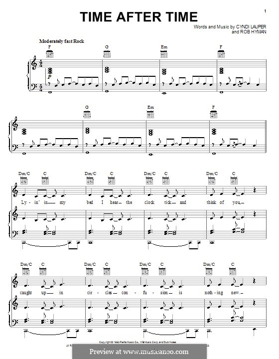 Time after Time: Para vocais e piano (ou Guitarra) by Cyndi Lauper, Robert Hyman