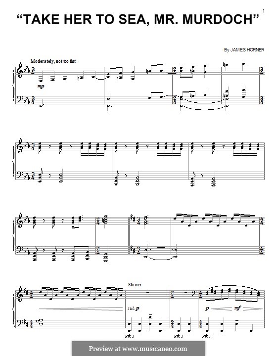 Take Her to Sea, Mr. Murdoch (from Titanic): Para vocais e piano (ou Guitarra) by James Horner