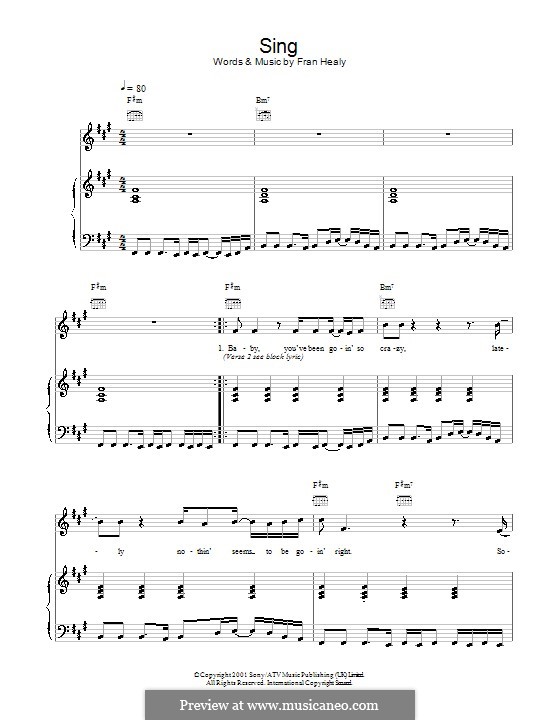 Sing (Travis): Para vocais e piano (ou Guitarra) by Fran Healy