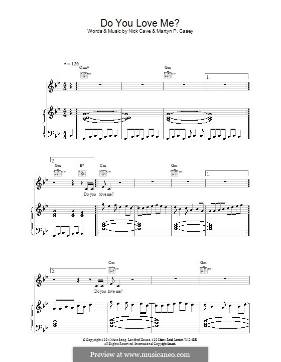 Do You Love Me?: Para vocais e piano (ou Guitarra) by Martyn Casey, Nick Cave