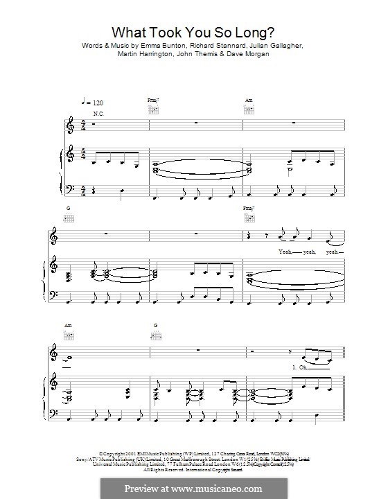 What Took You So Long?: Para vocais e piano (ou Guitarra) by Dave Morgan, Emma Bunton, John Themis, Julian Gallagher, Martin Harrington, Richard Stannard