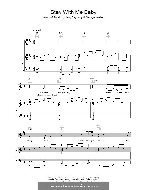 Stay with Me Baby: For voice and piano or guitar (Shirley Brown) by George David Weiss, Jerry Ragovoy