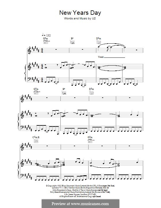 New Years Day Chords Sheet and Chords Collection