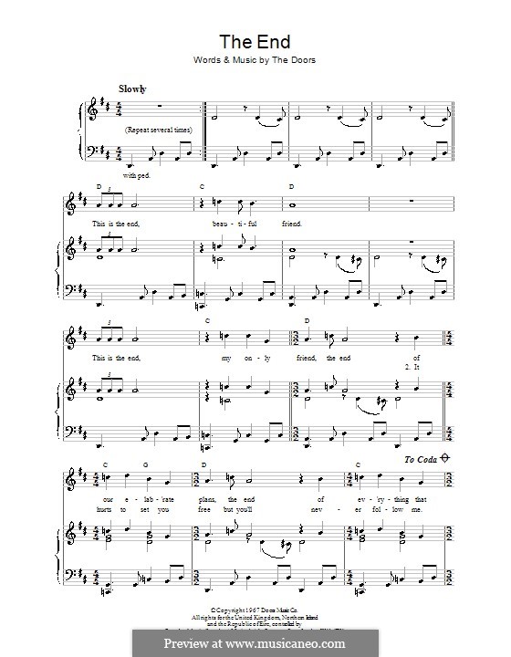The End: Para vocais e piano (ou Guitarra) by The Doors