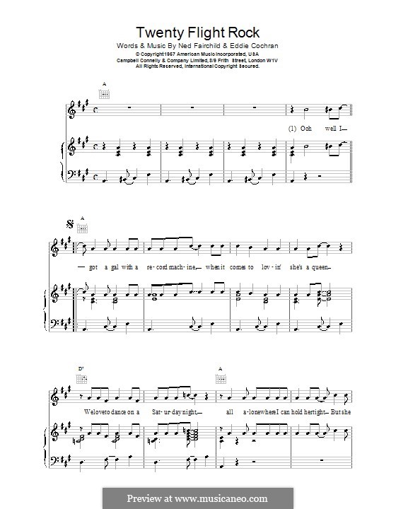 Twenty Flight Rock: Para vocais e piano (ou Guitarra) by Eddie Cochran, Ned Fairchild