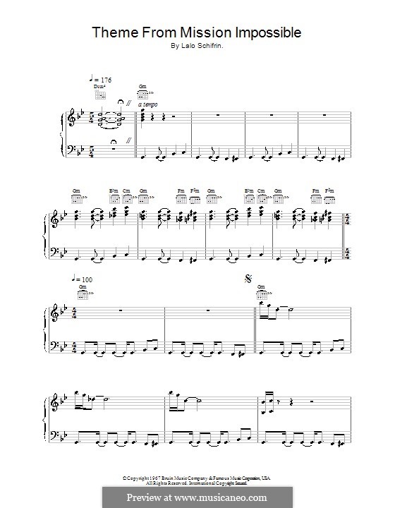 Mission: Impossible Theme (Mission Accomplished): Para vocais e piano (ou Guitarra) by Lalo Schifrin