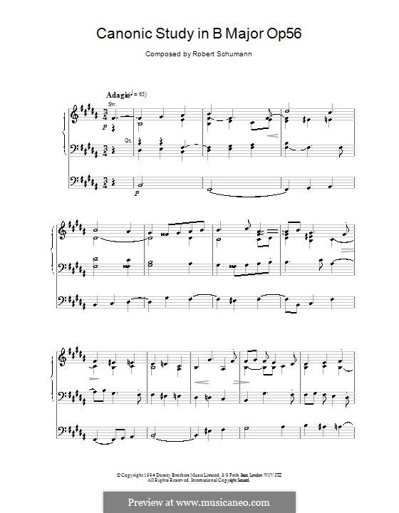 Studies in the Form of Canons, Op.56: No.6 in B Major by Robert Schumann