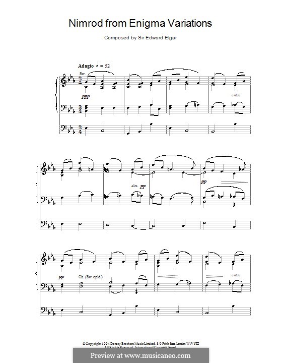 Variation No.9 'Nimrod': para orgãos by Edward Elgar