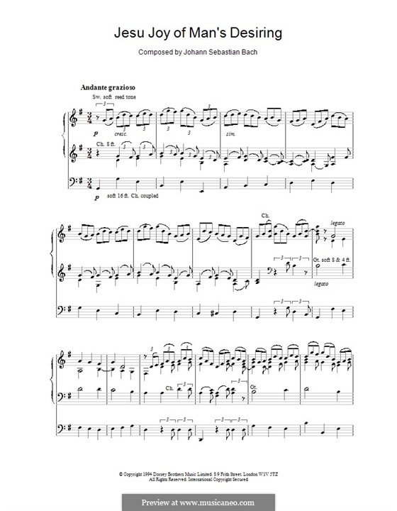 Jesu, Joy of Man's Desiring (Printable Scores): para orgãos by Johann Sebastian Bach