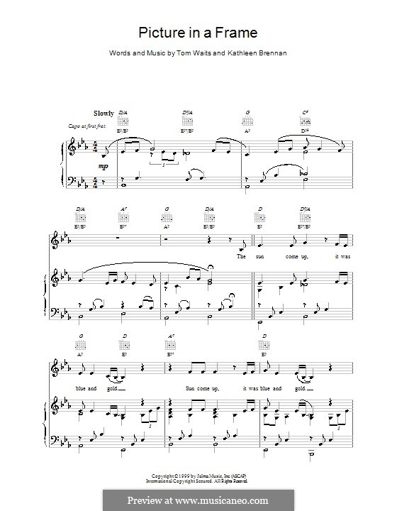 Picture in a Frame: Para vocais e piano (ou Guitarra) by Kathleen Brennan, Tom Waits