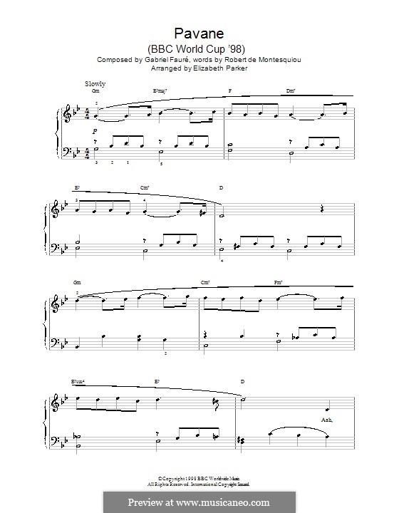 Pavane, Op.50: para piano (G menor) by Gabriel Fauré