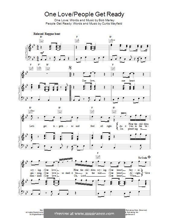 One Love / People Get Ready: Para vocais e piano (ou Guitarra) by Bob Marley, Curtis Mayfield