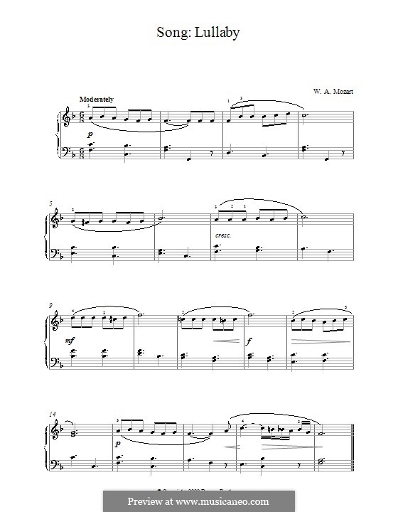 Lullaby, K.350: Para Piano by Wolfgang Amadeus Mozart