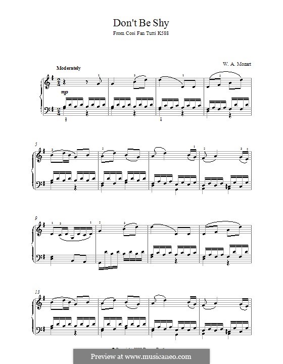 Non siate ritrosi: Para Piano by Wolfgang Amadeus Mozart