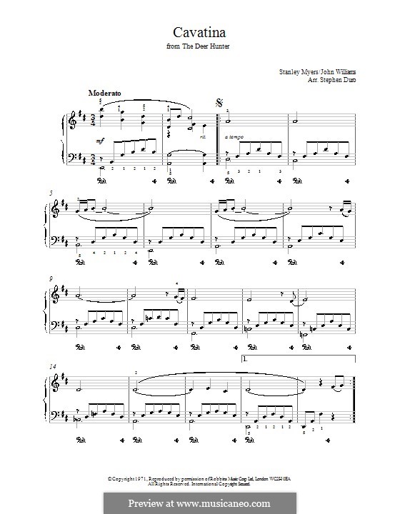 Cavatina (from The Deer Hunter): Para Piano by Stanley Myers