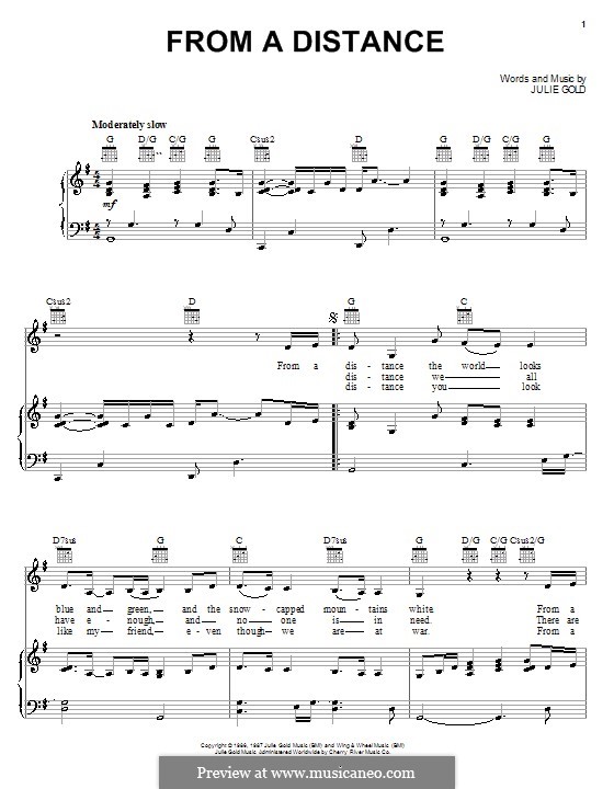 From a Distance: For voice and piano or guitar (Bette Midler) by Julie Gold