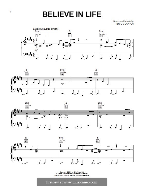 Believe in Life: Para vocais e piano (ou Guitarra) by Eric Clapton