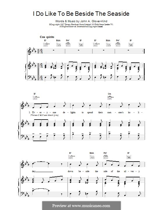 I Do Like To Be Beside the Seaside: Para vocais e piano (ou Guitarra) by John Glover-Kind