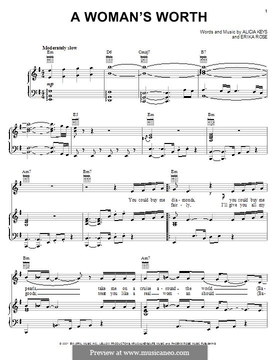 A Woman's Worth (Alicia Keys): Para vocais e piano (ou Guitarra) by Erika Rose
