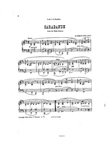 Sarabande and Courant, C.359: versão para piano by Johann Sebastian Bach