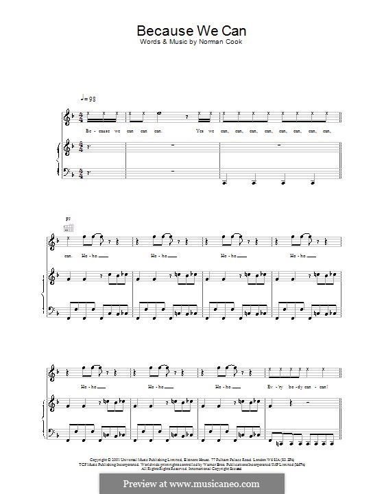 Because We Can (Fatboy Slim): Para vocais e piano (ou Guitarra) by Norman Cook