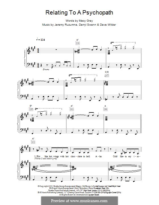 Relating to a Psychopath: Para vocais e piano (ou Guitarra) by Darryl Swann, Jeremy Ruzumna